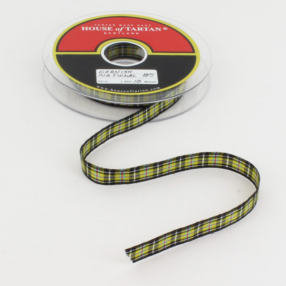 Ribbon, 10m YARN DYED Poly, 10mm, Cornish National Tartan